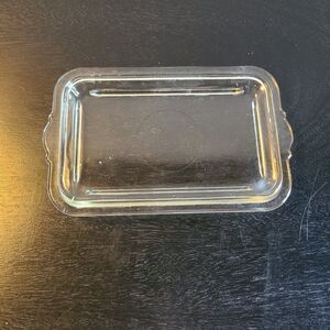 Vintage Clear Glass Small Serving Tray Rectangular 7" Dish Handles Vanity Platte